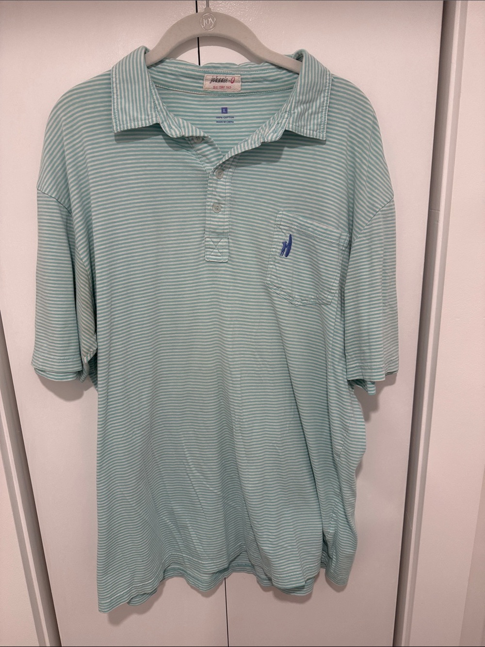 Johnnie-O  Light Aqua Striped Polo